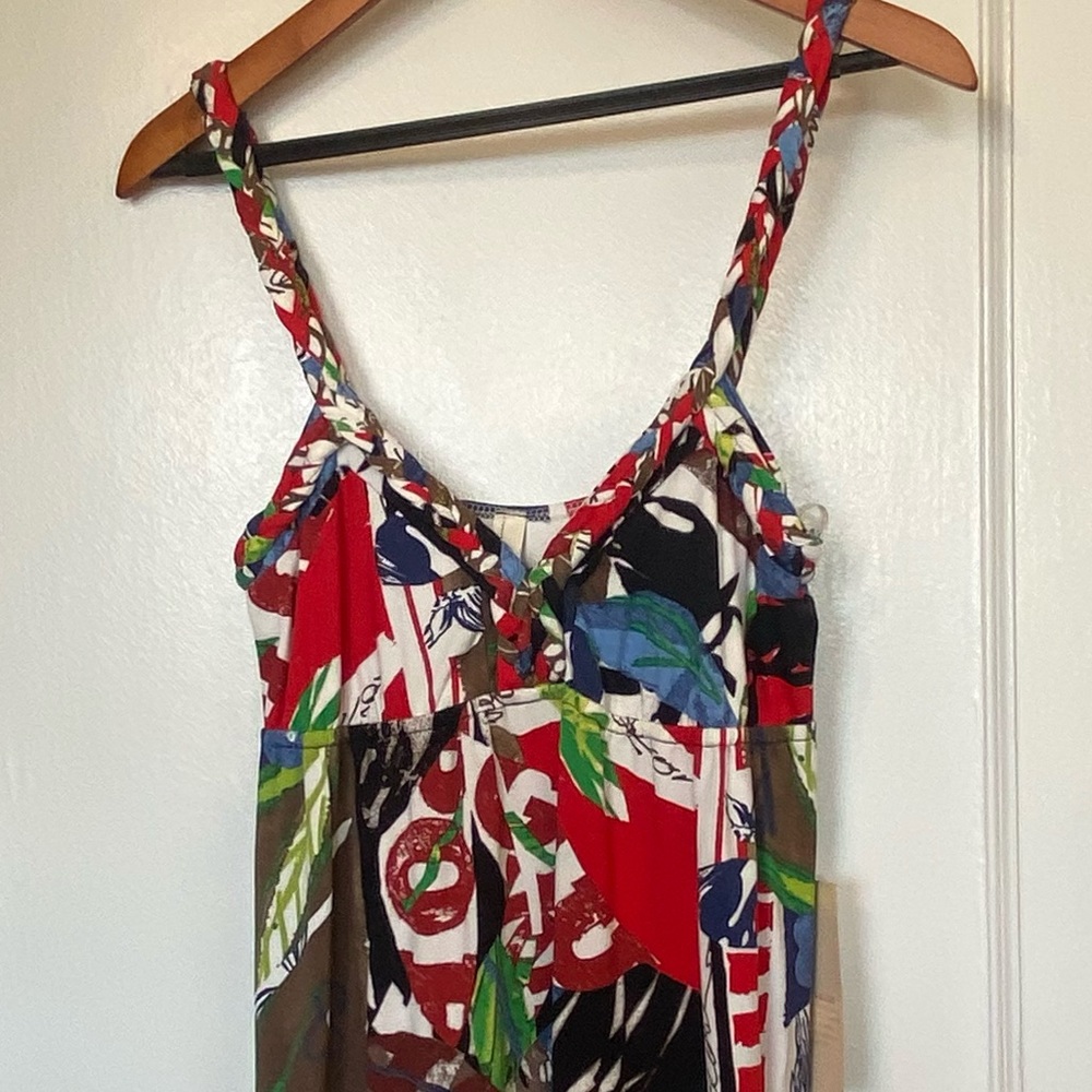S-Twelve Hawaiian Maxi Dress Tropical Resort Floral Batik Print Flowing NWT
